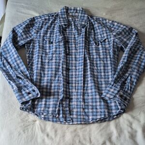 Express Men's Casual Blue Checkered Shirt
